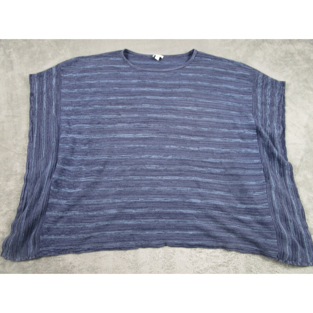 J‎ Jill Sweater Womens 1X Blue Striped Pullover Flow Loose Pure Cotton